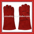 Guantes de soldadura de piel dividida de vaca roja